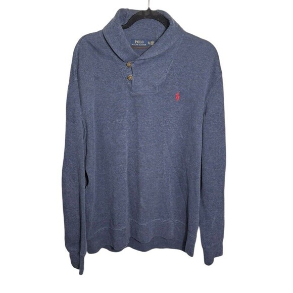 Polo Ralph Lauren Pullover Sweater‎ Shawl Collar Blue Size XL Preppy - Picture 1 of 4
